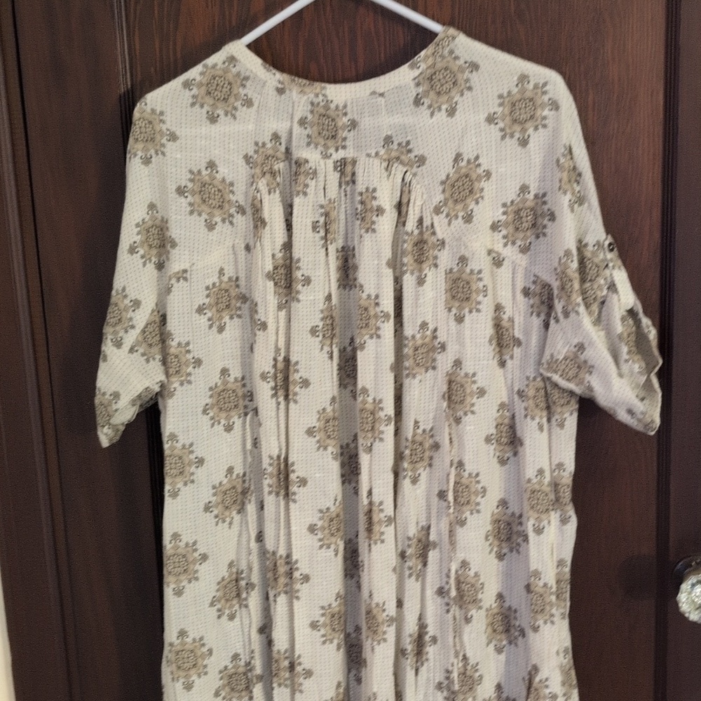 Free People Oasis Maxi Dress Bohemian Flowy Short Sleeve Beige Size XS Oversized - Picture 11 of 13